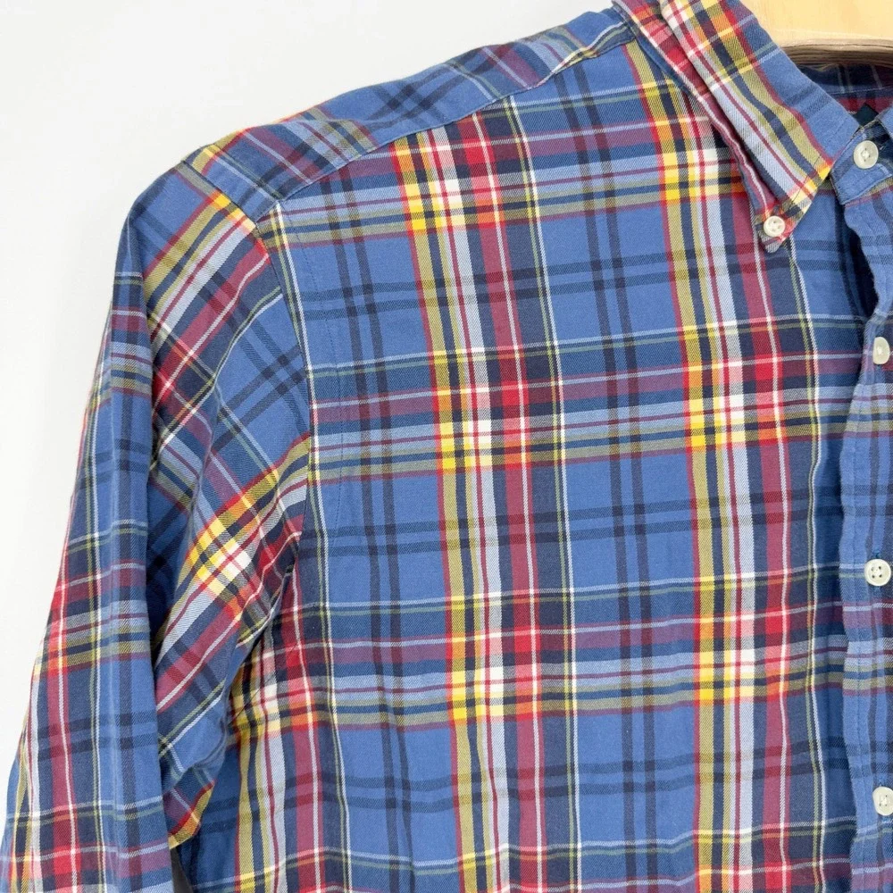 Polo Ralph Lauren Mens XXL Classic Fit Plaid Button Down Shirt Blue Red Cotton